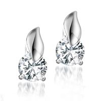Brass Stud Earring, platinum plated, with cubic zirconia, nickel, lead & cadmium free, 9.60x15.30mm, 30Pairs/Lot, Sold By Lot