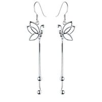 Brass Tassel Earring, Butterfly, platinum plated, nickel, lead & cadmium free, 7.50x10.20mm, 20Pairs/Lot, Sold By Lot