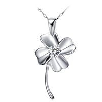 Cubic Zirconia Brass Pendants, Four Leaf Clover, platinum plated, with cubic zirconia, nickel, lead & cadmium free, 15x30mm, Hole:Approx 2mm, 30PCs/Lot, Sold By Lot