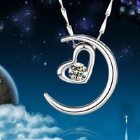 Cubic Zirconia Brass Pendants, Moon, platinum plated, with cubic zirconia, nickel, lead & cadmium free, 13.60x16.70mm, Hole:Approx 3x5mm, 20PCs/Lot, Sold By Lot