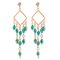 Gets® Jewelry Earring Brass with Crystal gold color plated with cubic zirconia & faceted green nickel lead & cadmium free Sold By Pair