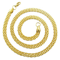 Partículas de acero Collar de cadena, chapado en color dorado, cadena de acoplamiento, 6x2.5mm, Vendido para aproximado 21.5 Inch Sarta