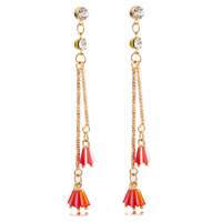 Gets® Jewelry Earring Brass with Crystal gold color plated with cubic zirconia & faceted red nickel lead & cadmium free 92mm Sold By Pair