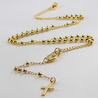 Titanium Steel Necklace, Cross, gold color plated, twist oval chain, 3mm, 9x95mm, Length:Approx 20 Inch, 2Strands/Bag, Sold By Bag