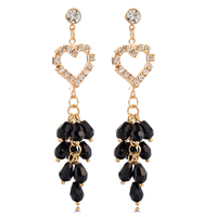 Gets® Jewelry Earring, Brass, with Crystal, gold color plated, with cubic zirconia & faceted, black, nickel, lead & cadmium free, 20x75mm, Sold By Pair