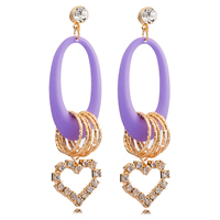 Gets® Jewelry Earring Brass Heart gold color plated with painted & with cubic zirconia purple nickel lead & cadmium free Sold By Pair