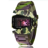 Unisex Wrist Watch, Silicone, with plastic dial, stainless steel buckle, LED & waterproof & luminated, 49.77mm, 22.51mm, Length:Approx 10 Inch, 20PCs/Lot, Sold By Lot