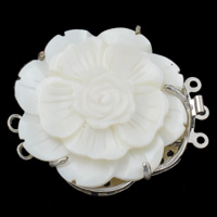 Brass Box Clasp with White Shell Flower platinum plated  nickel lead & cadmium free Approx 1-2mm Sold By PC