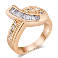 Gets® dedo anelar, cobre, banhado a ouro 18k, tamanho diferente para a escolha & com zircônia cúbica & facetada, níquel, chumbo e cádmio livre, 10mm, vendido por PC