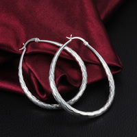 Brass Hoop Earring, real silver plated, nickel, lead & cadmium free, 58x42mm, 20Pairs/Lot, Sold By Lot