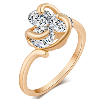 Gets® Finger Ring Brass Flower 18K gold plated & with cubic zirconia & faceted nickel lead & cadmium free 10mm Sold By PC