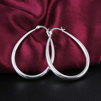 Brass Hoop Earring, real silver plated, nickel, lead & cadmium free, 41x33mm, Approx 30Pairs/Lot, Sold By Lot