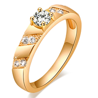Gets® Finger Ring Brass 18K gold plated & with cubic zirconia nickel lead & cadmium free 4mm Sold By PC