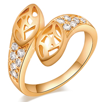 Gets® Finger Ring Brass 18K gold plated & with cubic zirconia & hollow nickel lead & cadmium free 14mm Sold By PC