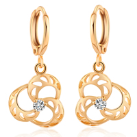 Gets® Jewelry Earring, Brass, Flower, 18K gold plated, with cubic zirconia, nickel, lead & cadmium free, 12x27mm, Sold By Pair