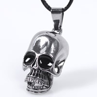 Titanium Steel Pendants, Skull, enamel & blacken, 27x15mm, Hole:Approx 2-5mm, 3PCs/Bag, Sold By Bag