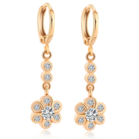 Gets® Jewelry Earring, Brass, Flower, 18K gold plated, with cubic zirconia, nickel, lead & cadmium free, 8x33mm, Sold By Pair