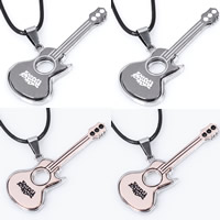 Titanium Steel Pendants, Guitar, plated, enamel, mixed colors, 55x20mm, Hole:Approx 2-5mm, 3PCs/Bag, Sold By Bag