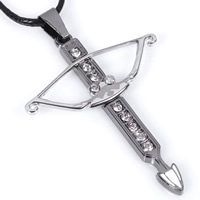 Titanium Steel Pendants Arrow plated with rhinestone & two tone Approx 2-5mm Sold By Bag