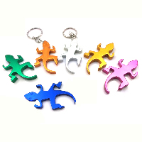 Aluminum Key Chain with Iron Gecko painted mixed colors Sold By Lot