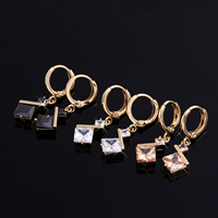 Gets® Jewelry Earring Brass Rhombus 18K gold plated with cubic zirconia & faceted nickel lead & cadmium free Sold By Pair