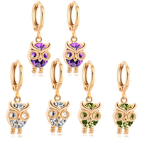 Gets® Jewelry Earring Brass Owl 18K gold plated with cubic zirconia & faceted nickel lead & cadmium free Sold By Pair