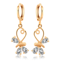 Gets® Jewelry Earring Brass Butterfly 18K gold plated with cubic zirconia & faceted nickel lead & cadmium free Sold By Pair