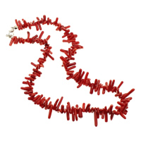 Natürliche Koralle Halskette, Messing Karabinerverschluss, rot, 9-20mm, verkauft per ca. 16.5 ZollInch Strang