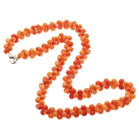 Natural Coral Necklace brass lobster clasp Barbell two tone Sold Per Approx 17 Inch Strand