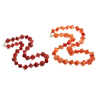 Natural Coral Necklace brass lobster clasp Cube 8-10mm Sold Per Approx 15.5 Inch Strand