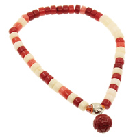 Natural Coral Bracelet with Crystal & Zinc Alloy multi-colored  Sold Per Approx 7.5 Inch Strand