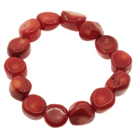 Coral natural pulseira, vermelho, 12-14mm, vendido para Aprox 7.5 inchaltura Strand