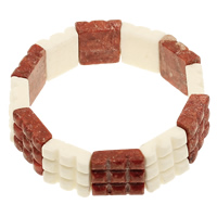 Natural Coral Bracelet, with Grass Coral, Rectangle, 18x17x6mm, Sold Per Approx 7.5 Inch Strand