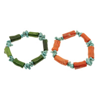 Natural Coral Bracelet, with turquoise, more colors for choice, 9-12mm, Sold Per Approx 7.5 Inch Strand