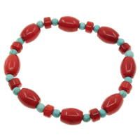 corail naturel bracelet, avec turquoise, rouge, 6x4mm, 8x10mm, Vendu par Environ 7.5 pouce brin