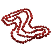 Natural Coral Sweater Necklace, 2-strand, red, 10-12mm, Sold Per Approx 45.5 Inch Strand