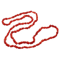 corail naturel collier de chandail, tube, rouge, 4-8mm, Vendu par Environ 31.5 pouce brin
