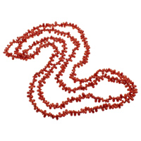 Naturlig korall Tröja halsband, Dropp, 2-tråd, röd, 7x3mm, Såld Per Ca 42.5 inch Strand