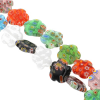 Millefiori Lampwork Beads, Millefiori Glass, Flower, handmade, different size for choice, mixed colors, Hole:Approx 1mm, Length:Approx 14.5 Inch, Sold By Bag