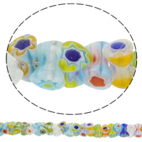 Millefiori Lampwork Beads, Millefiori Glass, Barbell, handmade, mixed colors, 6x12mm, Hole:Approx 1mm, Length:Approx 10 Inch, 10Strands/Bag, Approx 53PCs/Strand, Sold By Bag