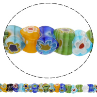 Glas Chevron Beads, Heart, håndlavet, blandede farver, 6x12mm, Hole:Ca. 1mm, Længde Ca. 12.5 inch, 10Strands/Bag, Solgt af Bag