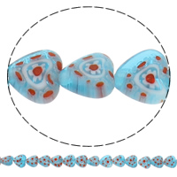 Millefiori Lampwork Beads, Millefiori Glass, Heart, handmade, different size for choice, light blue, Hole:Approx 1mm, Length:Approx 15 Inch, 150PCs/Lot, Sold By Lot