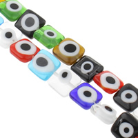 Evil Eye Lampwork Beads Square handmade evil eye pattern mixed colors Approx 1mm Length Approx 14.5 Inch Sold By Bag