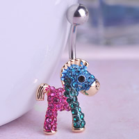 Zinc Alloy with 316L Stainless Steel Horse plated enamel & with rhinestone nickel lead & cadmium free Sold By Lot