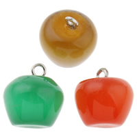 Colgantes de Ojo de Gato, con fundición, Manzana, color mixto, 14x15mm, agujero:aproximado 1.5mm, 10PCs/Bolsa, Vendido por Bolsa