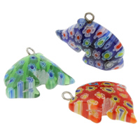 Millefiori Glass, with Iron, Dolphin, handmade, mixed colors, 15x27x9mm, Hole:Approx 2mm, 10PCs/Bag, Sold By Bag