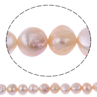 Cultured Potato Freshwater Pearl Beads, Baroque, natural, pink, Grade A, 9-10mm, Hole:Approx 0.8mm, Sold Per 14 Inch Strand