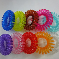 Phone Wire Hair Elastic Plastic transparent mixed colors 35-40mm Inner Approx 35mm Sold By Lot