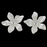 ABS Plastic Bead Cap, Flower, imitation pearl, white, 28x8mm, Hole:Approx 1mm, 20PCs/Bag, Sold By Bag