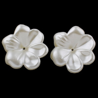 plastique ABS calotte de perle, fleur, perle d'imitation, blanc, 29x9mm, Trou:Environ 1mm, 20PC/sac, Vendu par sac
